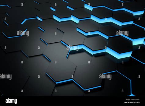 Glowing Blue Hexagon Pattern Background D Rendering Stock Photo Alamy