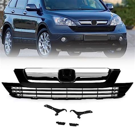 Matmacro Upper Lower Bumper Grille Compatible For 2007 2008 2009 Honda Crv Glossy