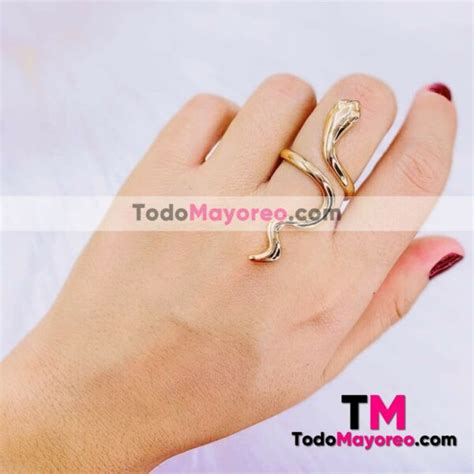 Anillo De Serpiente Ajustable Liso Dorado Accesorios De Mayoreo A