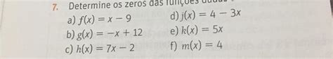 Determine Os Zeros Das Funções Dadas Abaixo Br