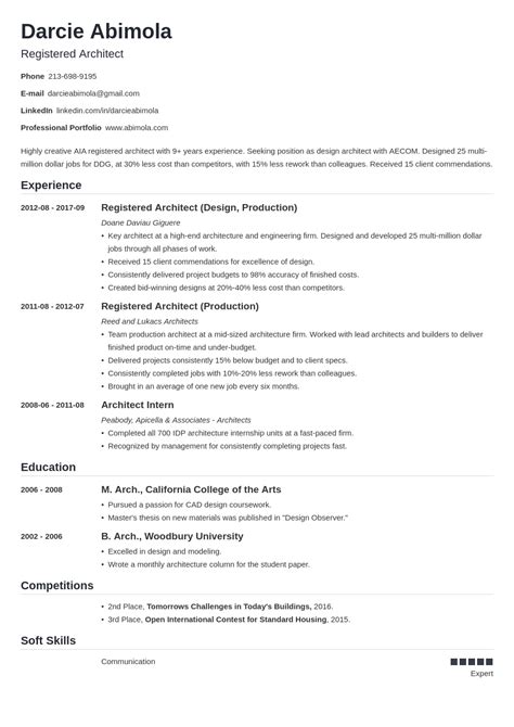 Architecture Resume Examples And Template For 2025