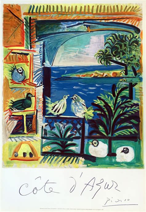 Pablo Picasso Cote D Azur 1962 Vintage Lithograph Poster Denis