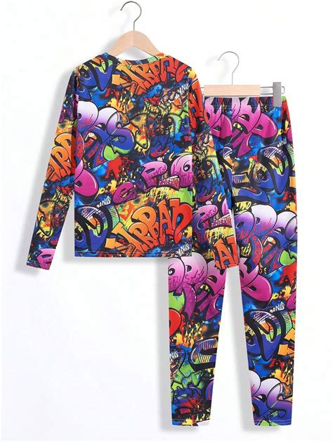 Shein Conjunto De Pijama Impreso De Arte Pop Ajustado Para Ni O