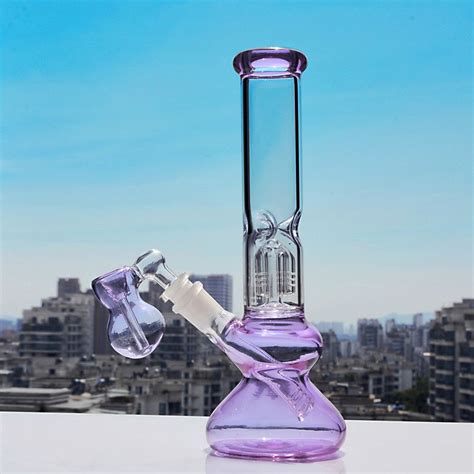 2020 Unique Purple Bong Beaker Bong Smoking Glass Waterpipe Thick Glass Bubbler Water Bongs Dab