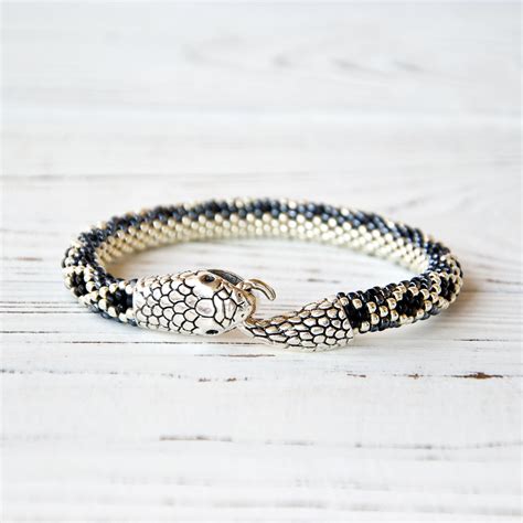 Silver snake bracelet for women Ouroboros Unisex bracelet - Inspire Uplift