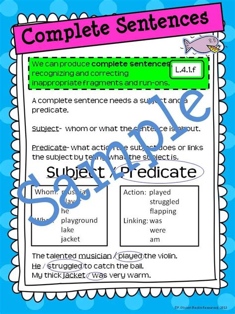 Teaching Complete Sentences Rd Grade