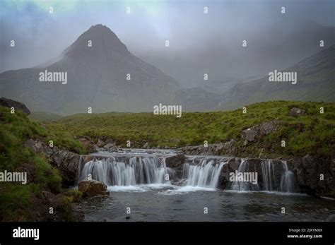 Fairy Pools Waterfall Isle Of Skye Scotland United Kingdom With Fogs