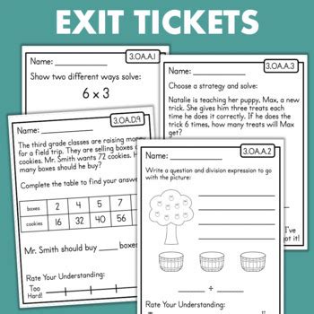 Multiplication Division Practice Exit Tickets Assessments 3rd Grade