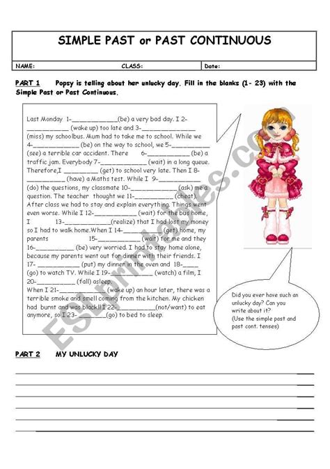 Simple Past Vs Past Continuous Esl Worksheet By Nbilgen