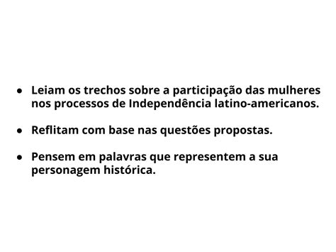 Plano De Aula Ano A Participa O Das Mulheres Nas Independ Ncias