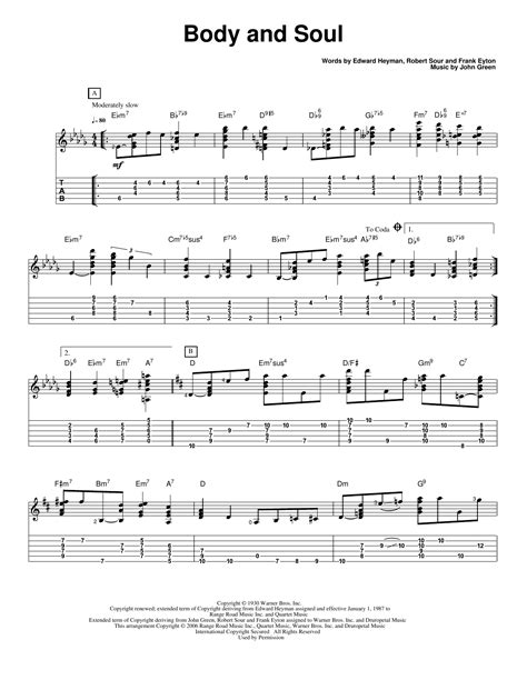 Body And Soul Sheet Music By Tony Bennett Amy Winehouse For Guitar