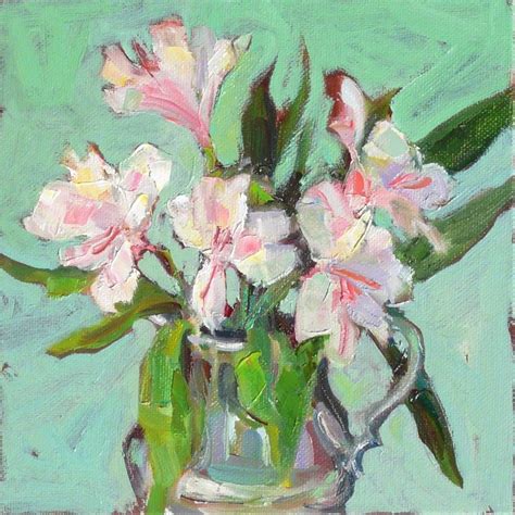 "Freesia Flowers,still life,oil on c..." by Joy Olney