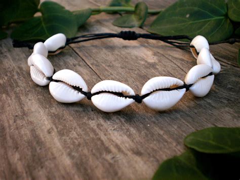 Cowrie Shell Anklet Natural Seashell Ankle Bracelet On Black Etsy