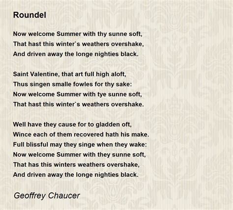 Roundel - Roundel Poem by Geoffrey Chaucer