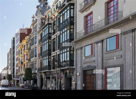 A lively and colorful plaza in the heart of Oviedo, Spain featuring ...