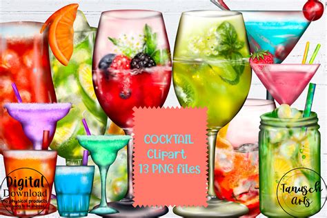 Watercolor Cocktail Clipart Part Graphic By Tanuscharts Creative