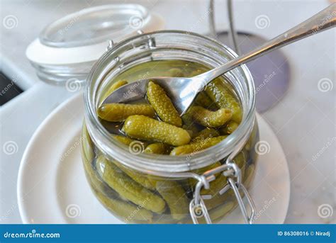 Gherkin In Glass Jars Stock Photo Image Of Breakfast 86308016