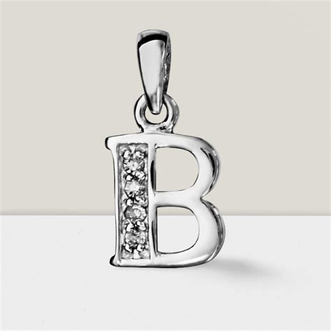 Pendentif argent rhodié initiale B avec oxydes John or Co