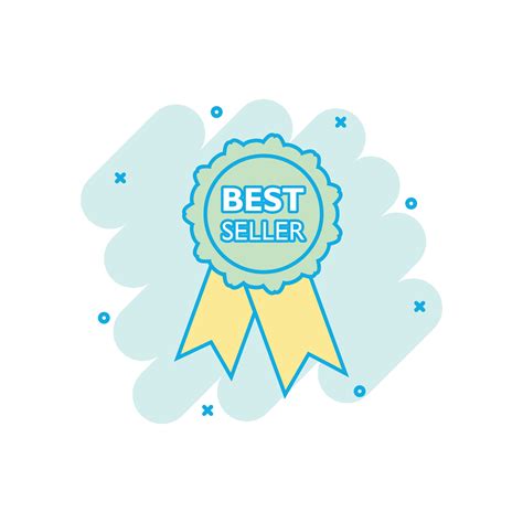 Vector Cartoon Best Seller Ribbon Icon In Comic Style Medal Sign