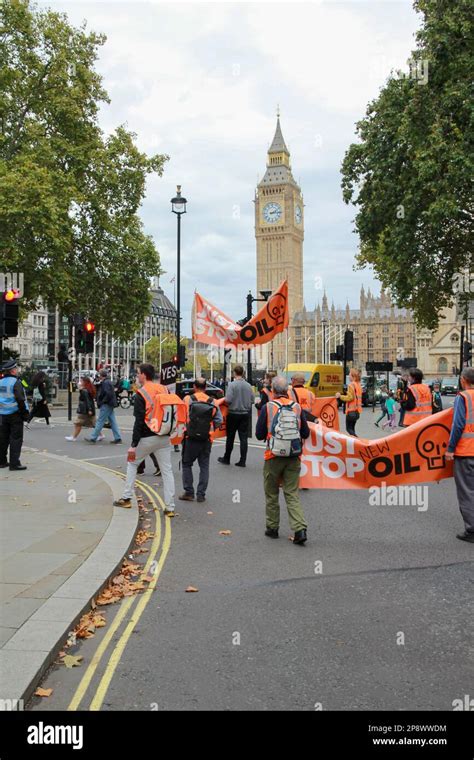 London Uk 31 October 2022 Just Stop Oil Demonstrators Block The Road