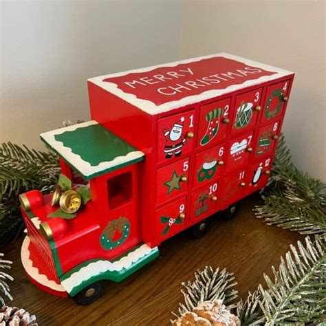 Advent Truck Wooden Reusable Advent Calendar Reddilight