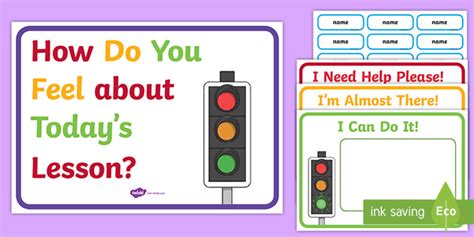 Visible Learning Reflection Traffic Light Assessment Poster