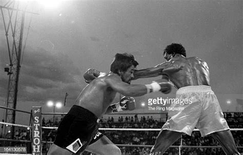 Roberto Duran Moves In For The Right Jab Against Thomas Hearns During