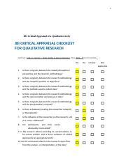 Jbi Critical Appraisal Checklist For Qualitative Research Docx Jbi