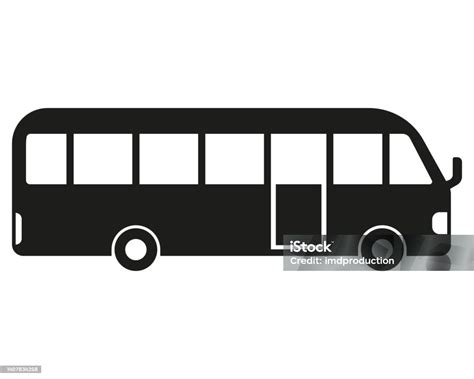 Side Bus Icon Public Transport Symbol Automobile Side View Vector