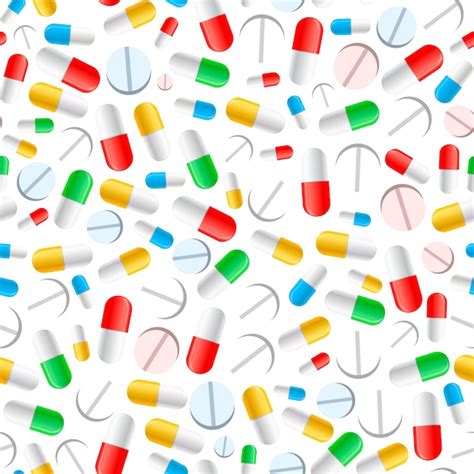 Premium Vector Colourful Pills On White Seamless Pattern