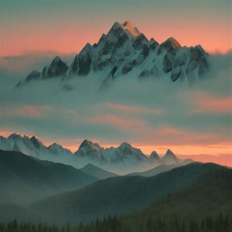 Premium AI Image | Sunset Sky mountain range Wallpaper