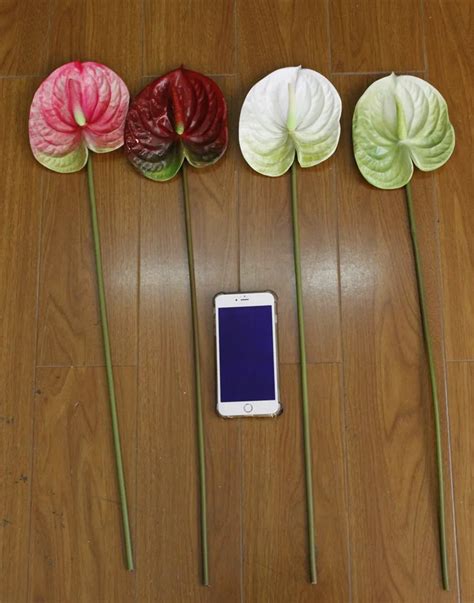 2024 New 67cm 3d Anthurium Flower Real Touch Pink Lily For Mother S Day