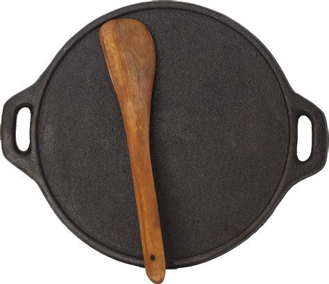 Buy Rock Tawa Dosa Tawa 12 Inch Pre Seasoned Cast Iron With Free Wooden Spatula And Silicon Grip