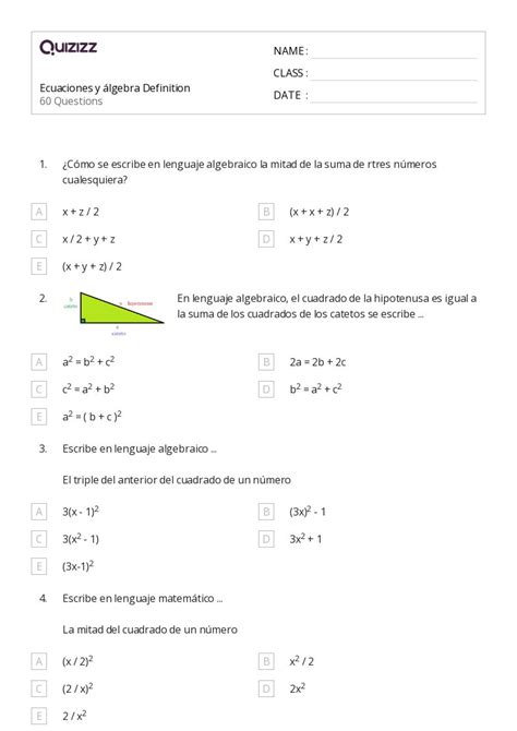 50 Ecuaciones De Dos Pasos Hojas De Trabajo Para Grado 7 En Quizizz