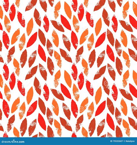 Red And Orange Autumn Leaves Grunge Seamless Pattern Vector Stock