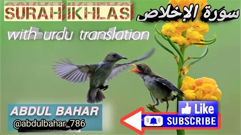 Surah Ikhlas With Urdu Translation Tilawat Of The Holy Quran Beautiful Voice