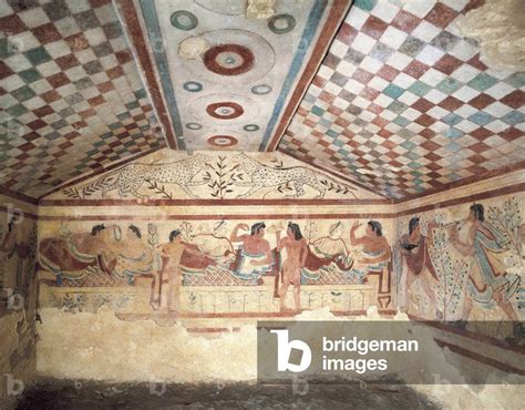 Etruscan Tomb Of Leopards Fresco Showing Banquet Scene Tarquinia 5th