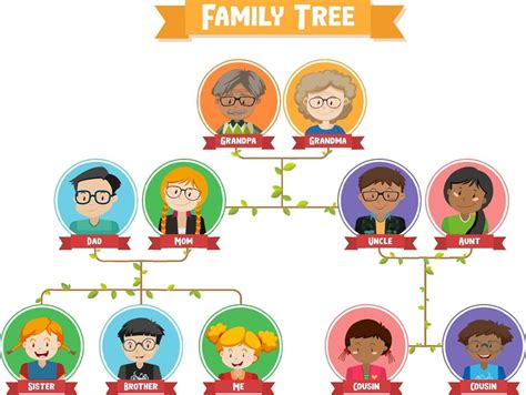 Diagrama Que Muestra El árbol Genealógico De Tres Generaciones 2037383 Vector En Vecteezy