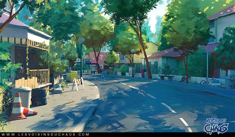 Neighborhood Sylvain Sarrailh Anime Scenery Environment Concept Art