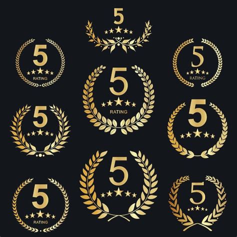 Premium Vector Collection Of Golden Five Stars Rating Icons Template