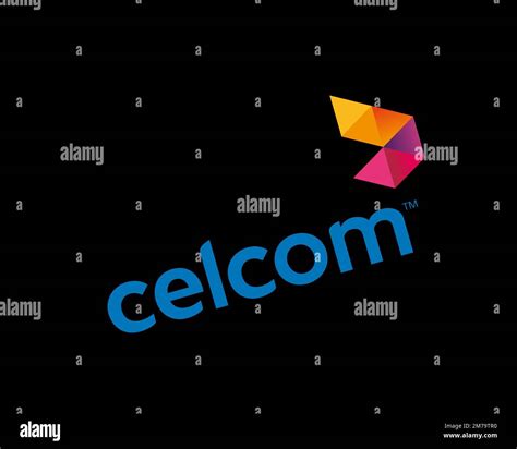 Celcom, rotated logo, black background Stock Photo - Alamy