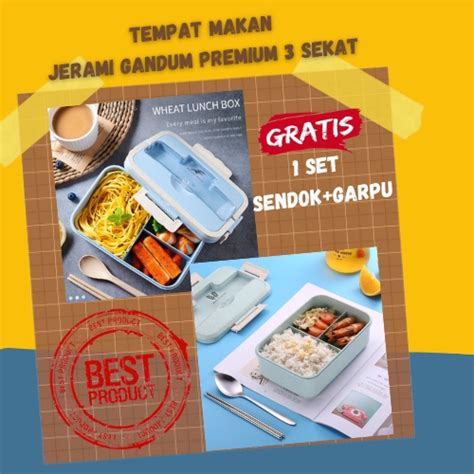 Jual Set Kotak Makan Jerami Gandum Lunch Box Wheat Tempat Bento Alat