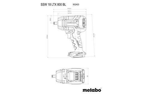 SSW 18 LTX 800 BL 602403840 Cordless Impact Wrench Metabo Power Tools