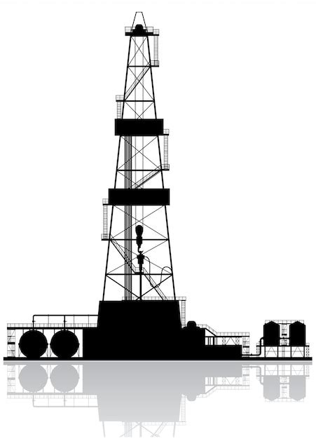 Premium Vector | Oil rig silhouette.