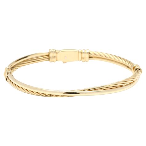 David Yurman Gold Crossover Bangle Bracelet 18k Yellow Gold At 1stDibs