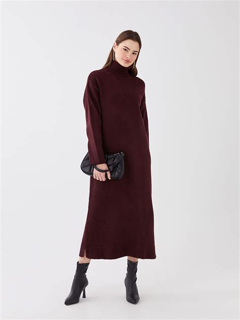 Turtleneck Straight Long Sleeve Oversize Women S Knitwear Dress