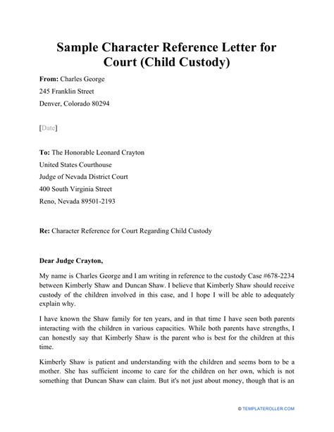 Letter To Judge Template Letter To Judge Reference Letter Character