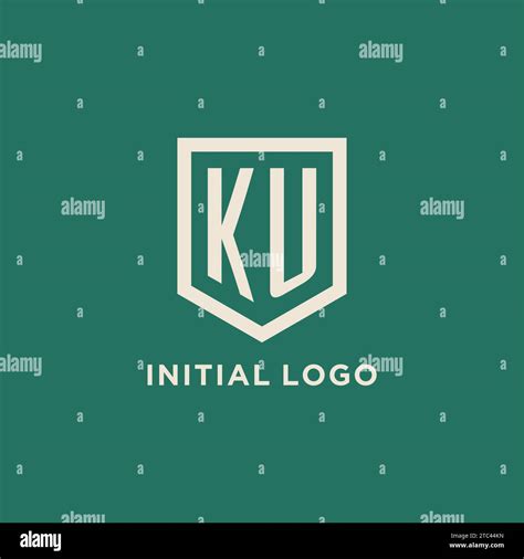 Ku Initial Logo Monogram Shield Geometric Shape Design Vector Graphic