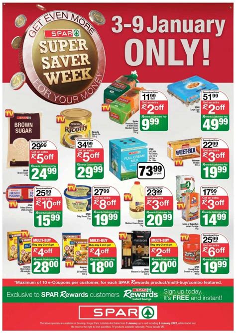 Spar Specials 3 January 2022 Spar Catalogue Spar Weekly Specials