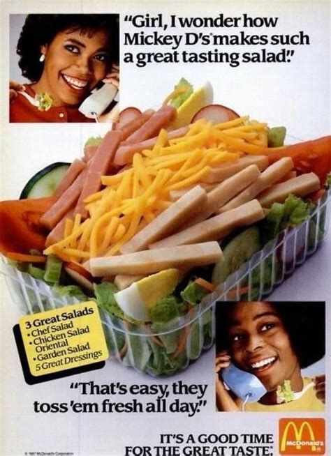 Mcdonalds Salads 1987 80s Food 1980s Food Food